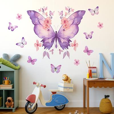 Wall Sticker Featuring Purple Butterfly Pattern Made from PVC for Living Room Bedroom and Residential Decor Needs