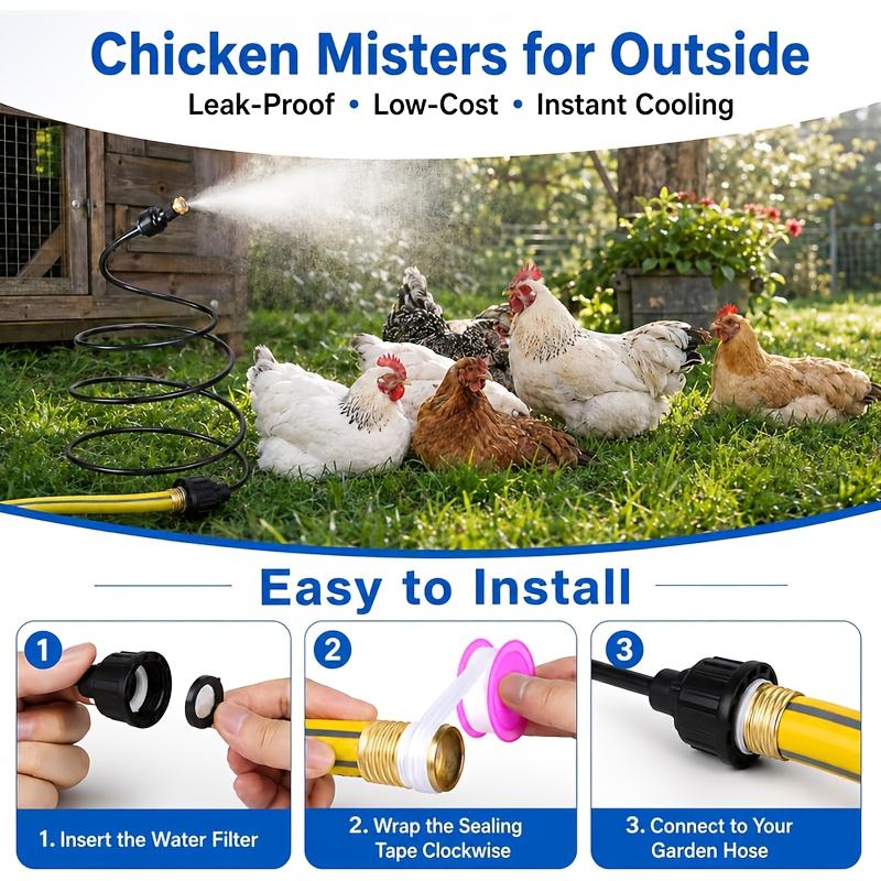 Eu Standing Patio Hose Sprayer Misting Cooling System For Backyard Garden BBQ Pool Chicken Coop Sunbathing Area Bird Bath Water
