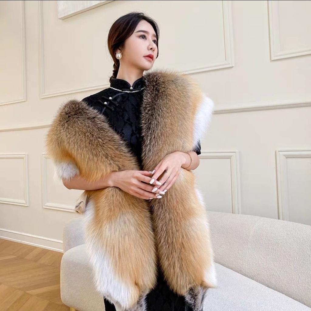 Whole Fox Scarf, Real Fur, Men's and Women's Fur Collar, Warm Scarf, Big Shawl, Real Fox Fur Collar, New Model.