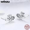WOSTU Originální 925 Sterling Silver pírko Fairy Wings náušnice pro ženy Vánoční šperky