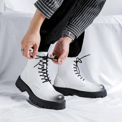 Fashion Winter White Chelsea Men Boots Lace-Up Riding Boots Leather Boots Leather High Quality Zipper Shoes Men Fashion Boots High Tops
