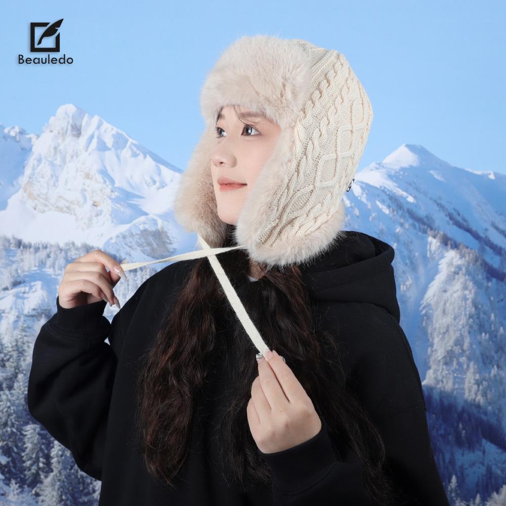 New Autumn and Winter Lei Feng Hat for Women Outdoor Skiing Windproof Cycling Cold Warm Ear Protection Pilot Versatile Hat