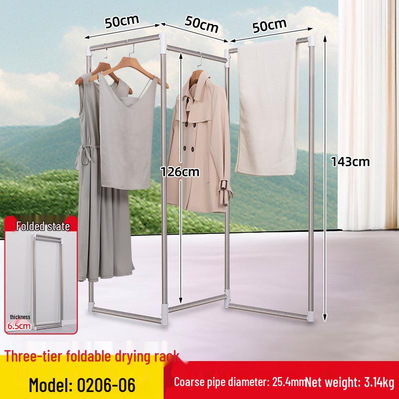 Stainless Steel Folding Clothes & Quilt Drying Rack - Floor-Standing, Multi-Frame for Indoor/Outdoor Use