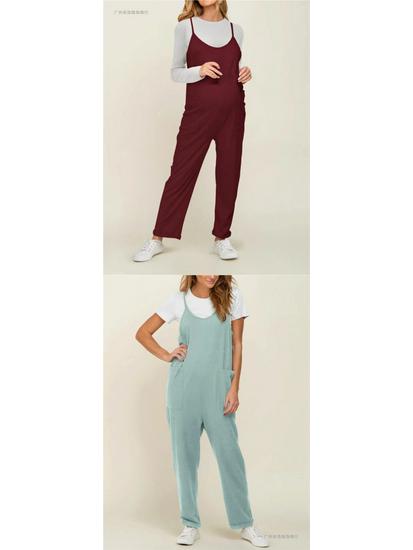 European & American Plus Size Adjustable Strap Pocket Jumpsuit