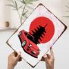 Red Sports With Pagoda Sports Car Tinplate Poster Custom Wall Art Vintage Metal Signs Retro Tin Plaque for Wand Deko House Decor