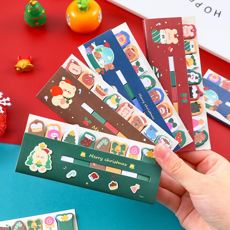 Christmas Cartoon Index Tabs Sticky Notes - Cute and Colorful Memo Pads for Students