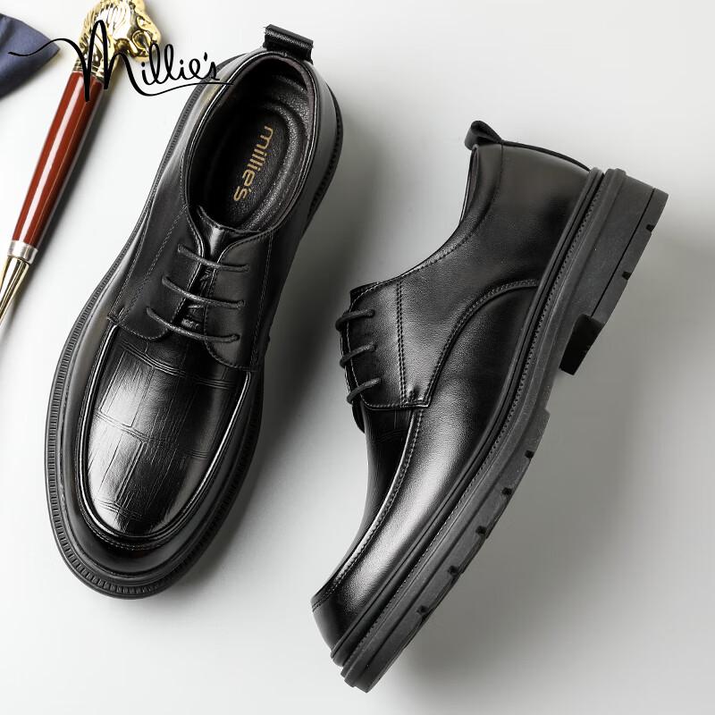 Millies Men s Breathable Perforated Leather Derby Shoes 40
