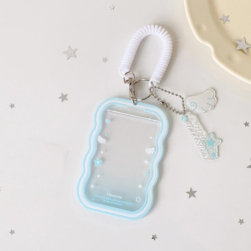 Kpop Fashion Simple Photo Card Holder Cute Idol Photo Storage Card Bag Elastic Rope Pendant Cute Charm Accessory Gift