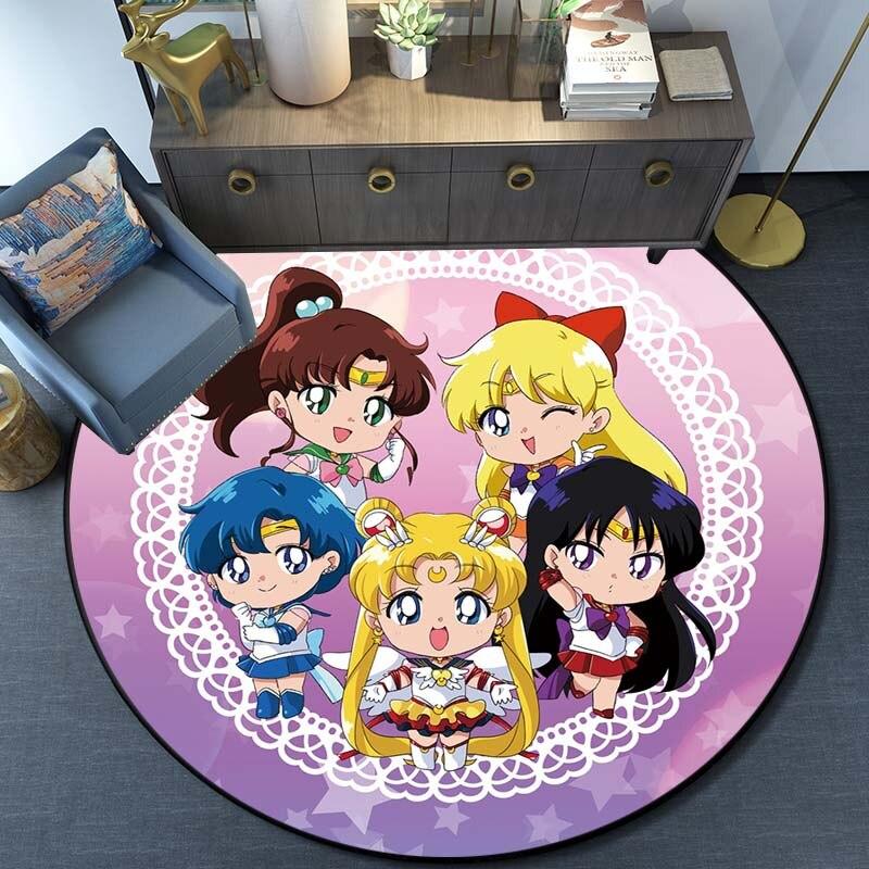 

Милый Сейлор Мун, водонепроницаемый и нескользящий круглый милый напольный коврик, круглые коврики для гостиной, детский стул, палатка, игровые ковры