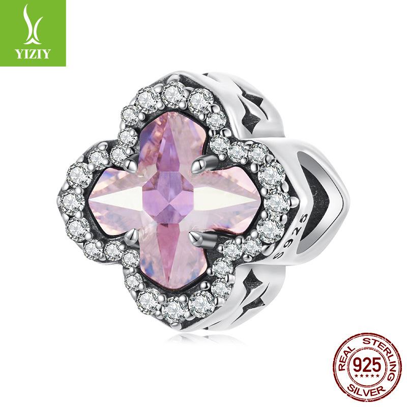 Pink Cross S925 Sterling Silver Beaded Jewelry Accessories, Romantic Sweet Guardian Diy Beads