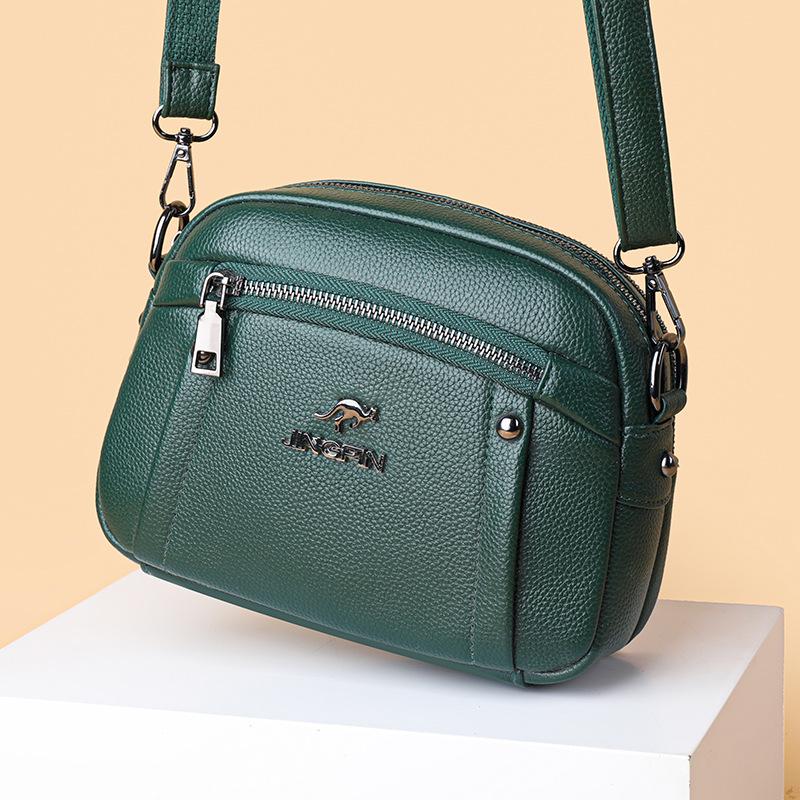 Women's Crossbody Bag Water-Resistant Solid Color Square Shoulder Bag Three Layer Zipper Closure Phone Purse Pouch for Women