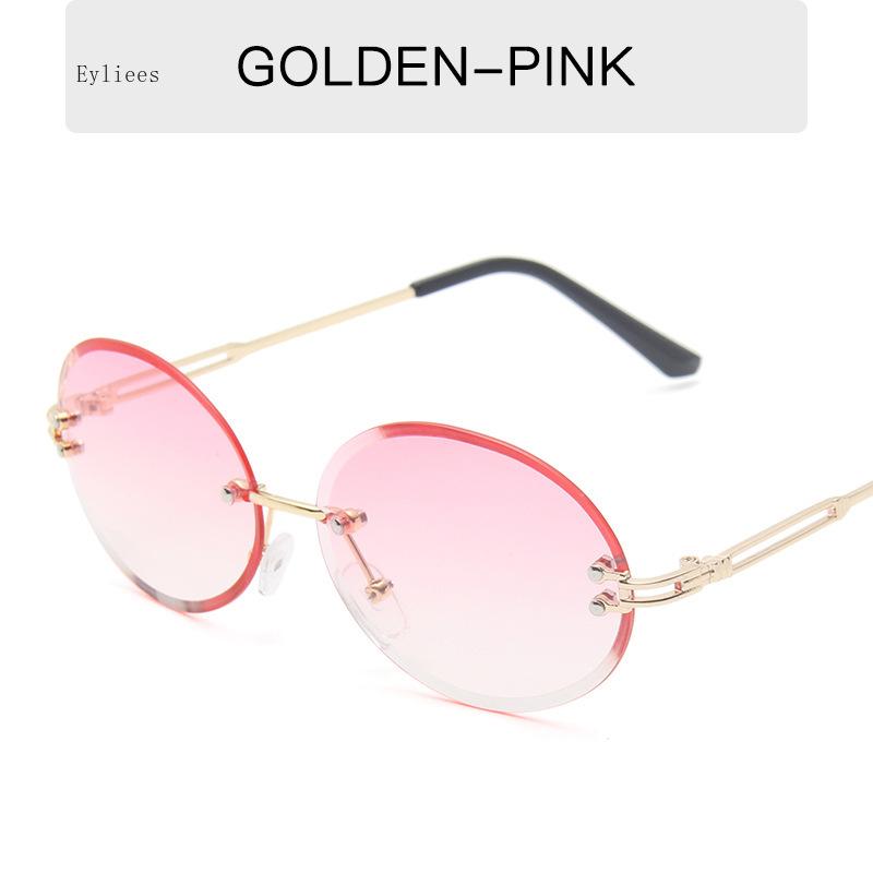 Round Shape Ladies Sunglasses Rimless Cut Edge Anti-glare  Sun Glasses for Women Vintage Retro Sunglasses Women Gafas De Sol
