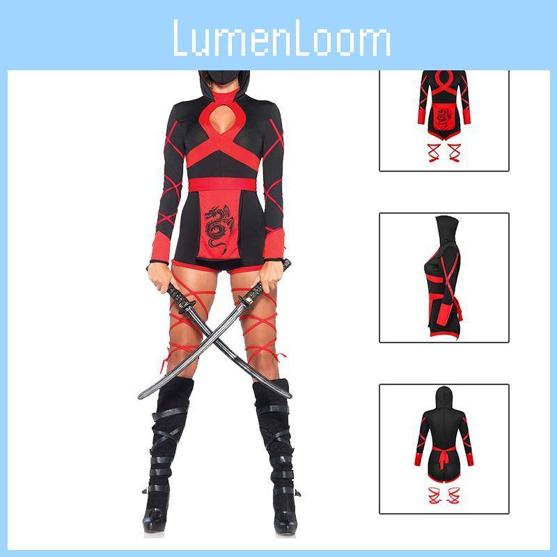 Stilvoller Ninja-Cosplay-Jumpsuit für Damen – perfekt für Halloween und Partys
