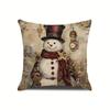 1pcs Vintage Christmas Pillow Cover Cartoon Snowman Printed Cushion Case Decorative Throw Pillow Cover for Home Sofa Decoration