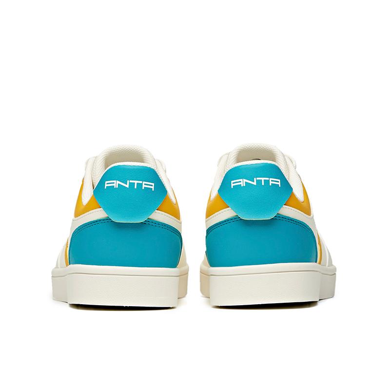 Anta Leather Casual Non-Slip Shock Absorption Low-Top Sneakers Men Sneakers White Yellow 912118009-6