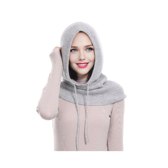 

Вязаная шапка-шарф-комбо однотонная с регулируемой кулиской, с капюшоном, шарф на шею, женская, зимняя, теплая, ветрозащитная, эластичная, термошапка светло-серый