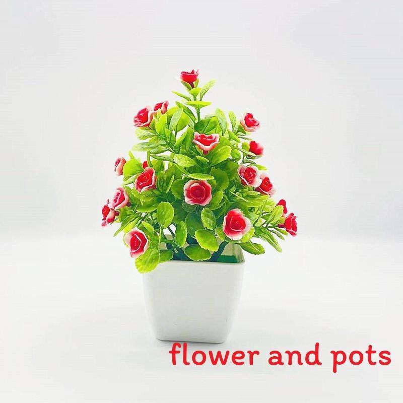 Simulate Five Twenty Roses Fake Flowers Potted Green Plants Indoor Decoration
