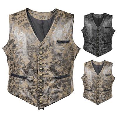 Erkek Yelek Steampunk V Yaka Kolsuz Vintage İlkbahar Günlük Giyim için Yelek