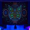 Blacklight Tapestry UV Reactive Meditation Zen Wall Hanging Peach Skin 2D Flat Print Psychedelic Fractal Decor for Bedroom