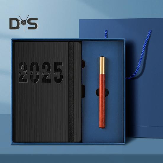 2025 Schedule Planner One Year Organization Monthly Weekly Pages Notebook with Elastic Rope Imitation Leather Cover Planner