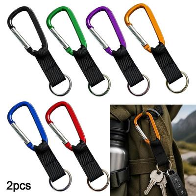 2pcs Aluminum Alloy Webbing Spring Snap Hook Carabiner Lock Buckle for Outdoor Camping Hiking