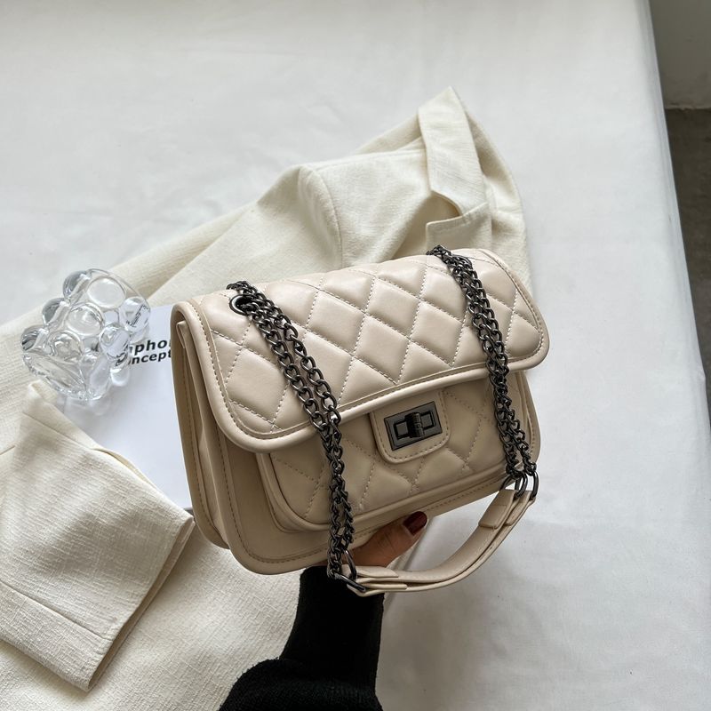 Rhombus chain bag women's bag new commuter niche design shoulder bag premium texture messenger small square bag