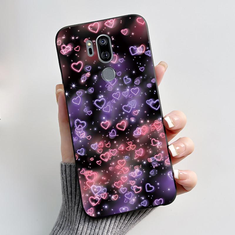 Case For LG G7 ThinQ Casing G710EM Cute Love Rabbit Funny Cartoon Ultra Slim TPU Black Silicone Soft Case LG G7 Plus Phone Cover