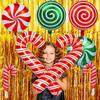 2-10PCS 84x39cm Large Red Christmas Candy Cane Foil Balloons, Xmas Walking Stick Candy Balloon For Xmas New Year Festival Decor