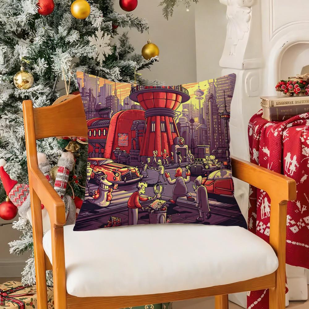 Anime FFuturama BBender Pillow Case Silky Elegant Comfort Sofa Bed Invisible Zipper