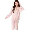Elegant Silk Couple Pajamas Set: Women's Spring/Summer Long Sleeve & Pants in Red Wedding Design, Plus Size Men's Homewear.