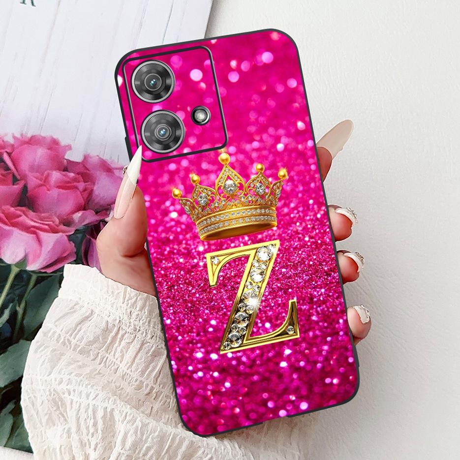 For Motorola Edge 40 Neo Case XT2307-1 Cute Crown Letters Cover Soft Silicone Phone Cases For Motorola Edge 40 Edge40 Neo Fundas