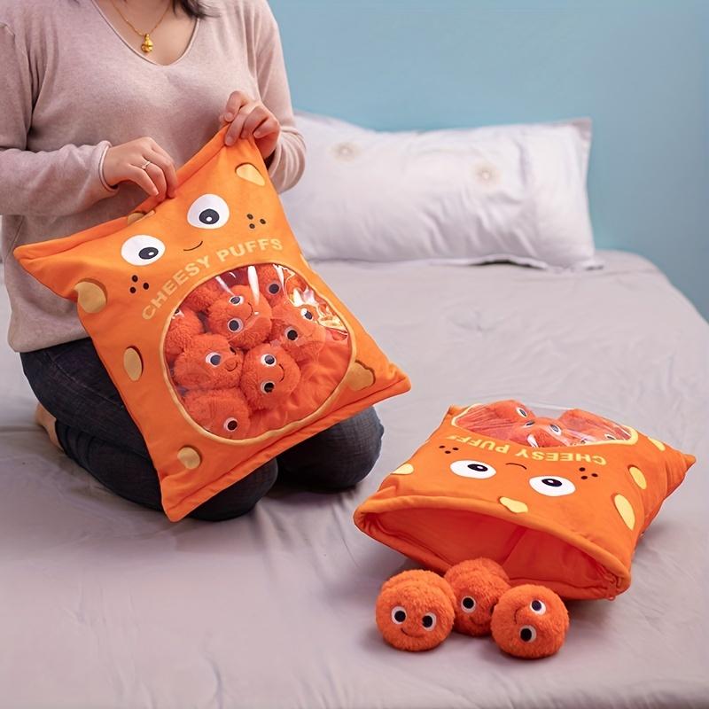 

Плюшевая подушка Cheesy Puffs, мягкая игрушечная игровая подушка, с мешком шариков Cheesy Puffs