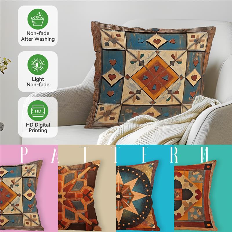 Retro Moroccan Style Cushion Pillowcase Printed Polyester 45X45Cm Throw Pillowcover Decorative Sofa Cushion Pillowslip Decor
