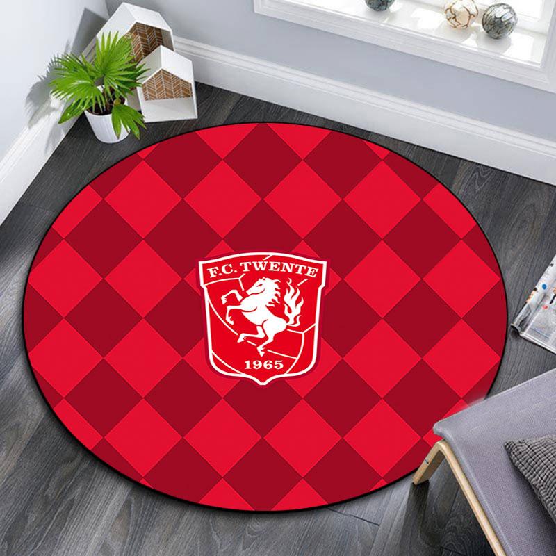 FC Twente,Tappeto Rotondo,Tappeto per Soggiorno Camera da Letto Divano Stanza dei Giochi Decorazione,Tappetino Antiscivolo