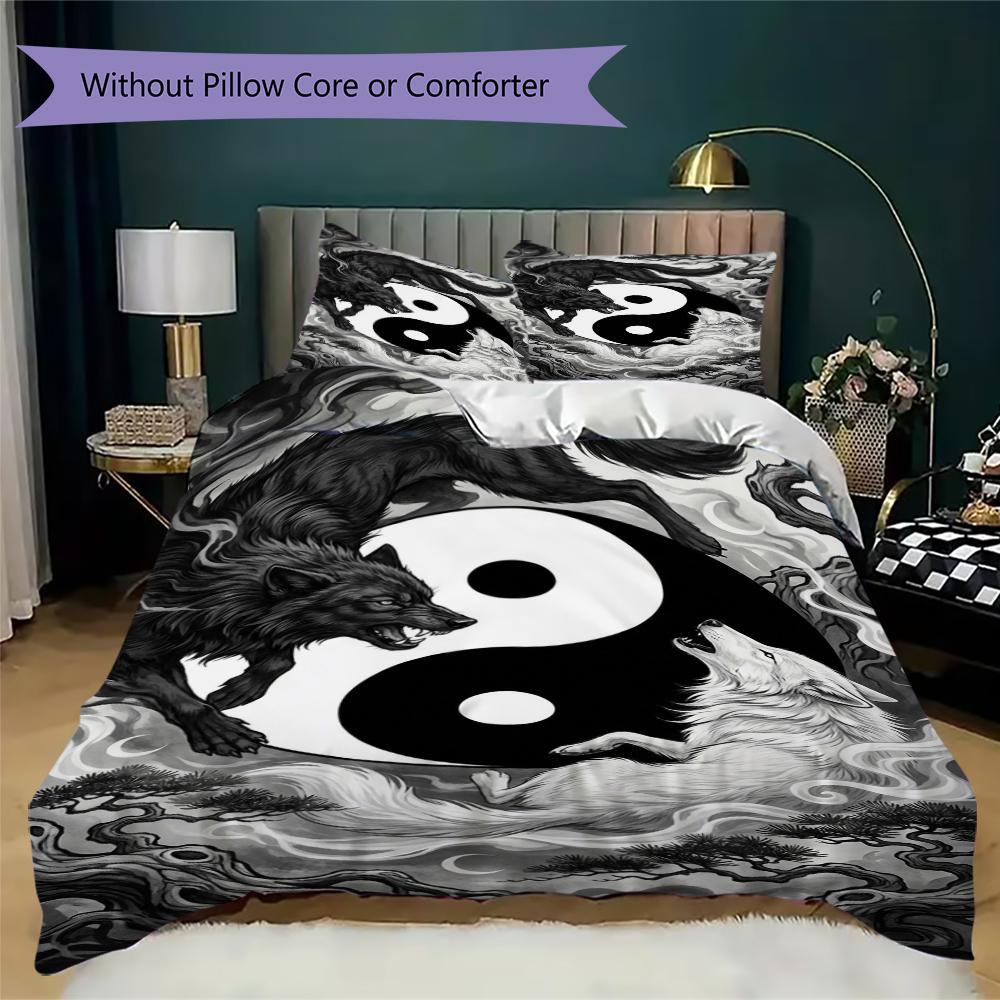 Tai Chi Animals Pattern Bedding uilt Set uilt Cover Pillowcase Home Decoration Birthday Gift (1 * duvet cover + 2 * pillowcase  without core)106