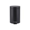 Fuji Boeki Quiet Closing Trash Can with Lid, Pedal-Operated, Soft Close, Silent, 3L Capacity, with Handle, Compact, Under-Desk Trash Can, Black, 37695