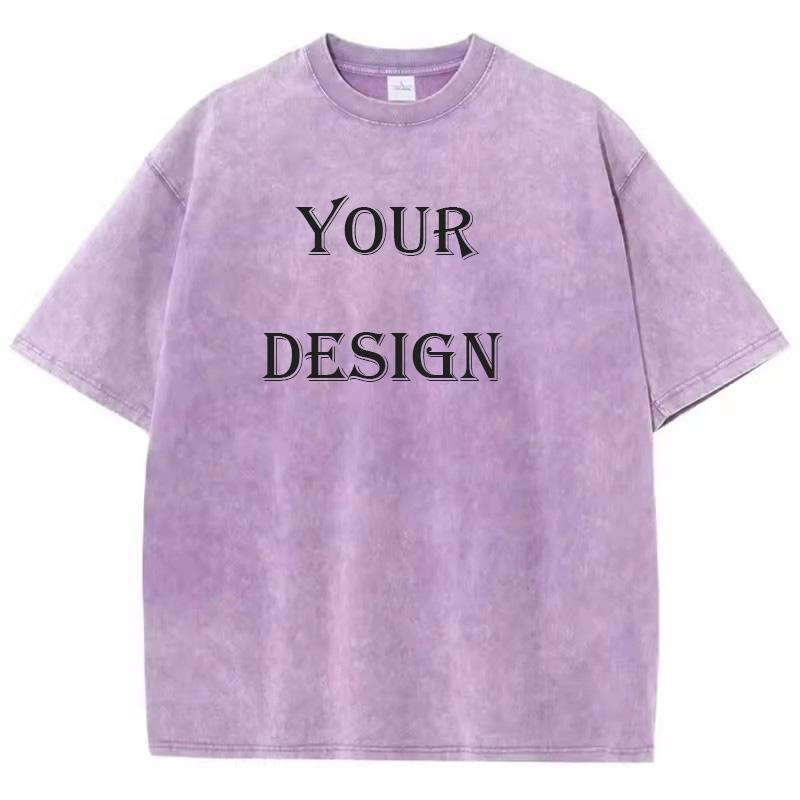 Cotton Washed Tshirt Customized Printed T Shirt Retro Top DIY Your Like Photo or Logo Tshirt Fashion Custom Top Unisex