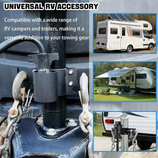 Trailer Tow Chain Organizer And 7-Way Plugs Holder Heavy Duty Aluminum Metal Rust-Proof Towing Accessory for RV Trailer Hitch Cable Management And