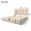 Linen Cover Charging Function Bed with Storage Space Mattress Headboard App Control Strong Wood Slat Support Bed Bedroom Furniture