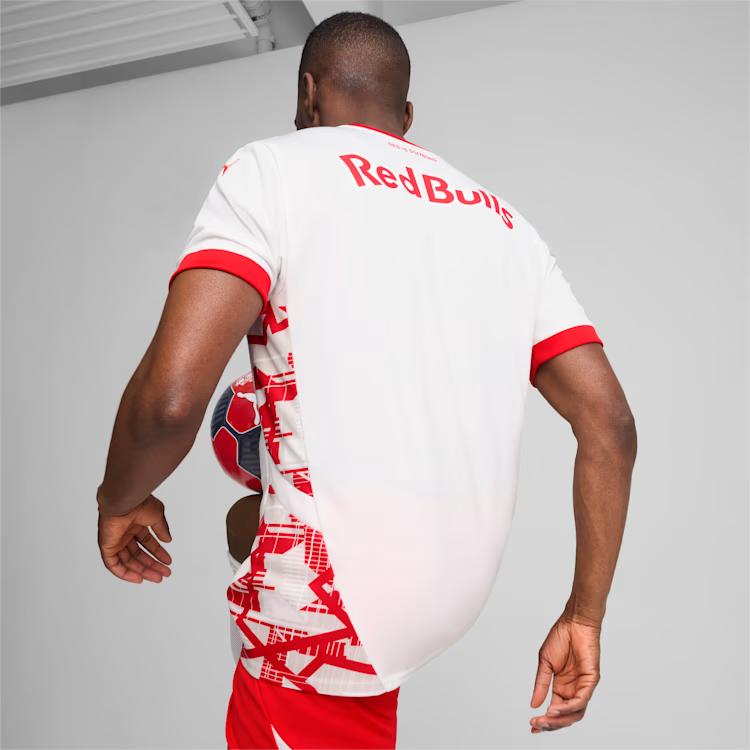 Puma Home Jersey Red Bull Salzburg Series Fashion Logo Short Sleeve Moisture-Wicking Football Shirt Men tops White 776429-01