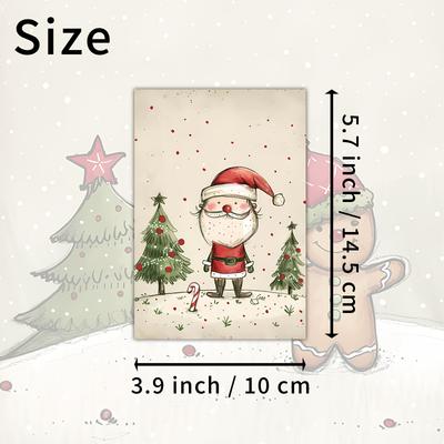 20 Stück Vintage Niedliche Weihnachten Papier Postkarten - Weihnachten Junk Journal Papier, Sammelbare Dekorative Malerei Karten
