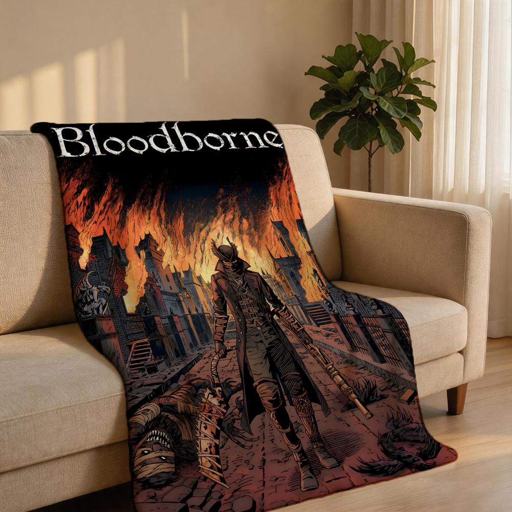 Game B-Bloodbornes Throw Short Plush Throw Blanket Soft Skin-Friendly Multi-Scene Home Office