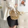 Foldable Leather Mesh Tote Bag Large Capacity Hollow Out Weave Bag Sweet Beach Handbag  Storage