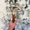 93.98 cm Solid Brass Snake Head Handle Wooden Walking Stick Cane Style Handmade Father Mother Grandfather Grandmother Gift