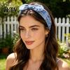 Comfortable Headband Elastic Rabbit Ear Knot Design Hair Wrap Secure Fit Wave Boosting Compression Band Paisley Pattern Headwrap