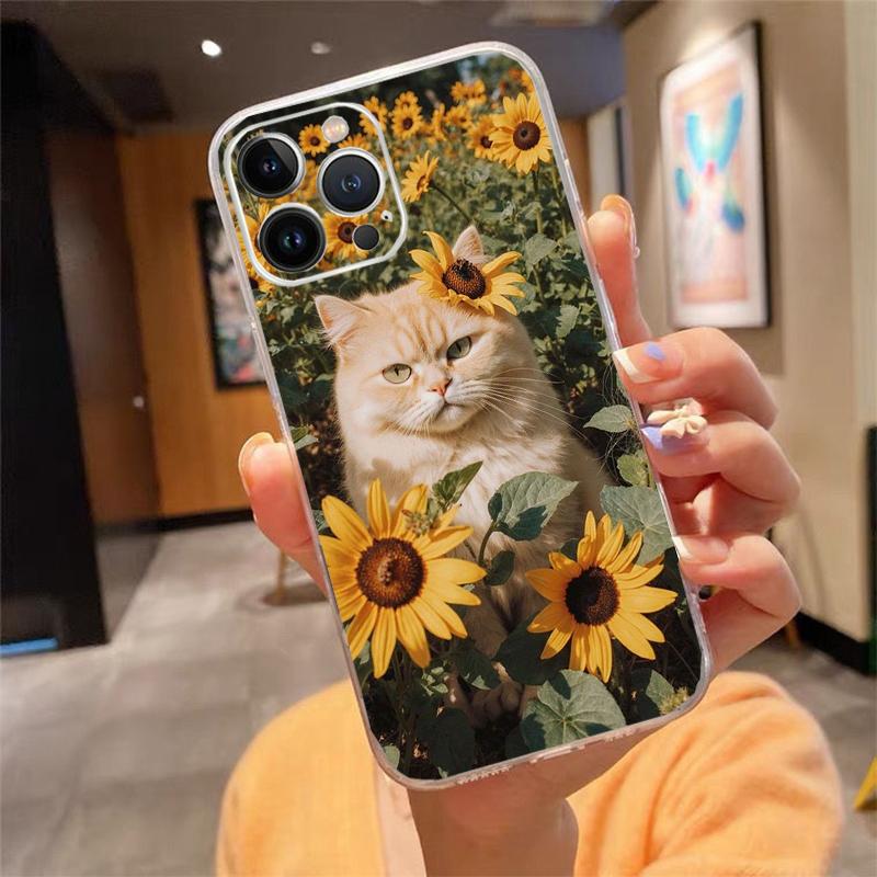Flower Cats Phone Case For Iphone 17ProMax 17 Pro Air 16 15 14 13 Pro Max 16 15 14 13 Pro 15Plus