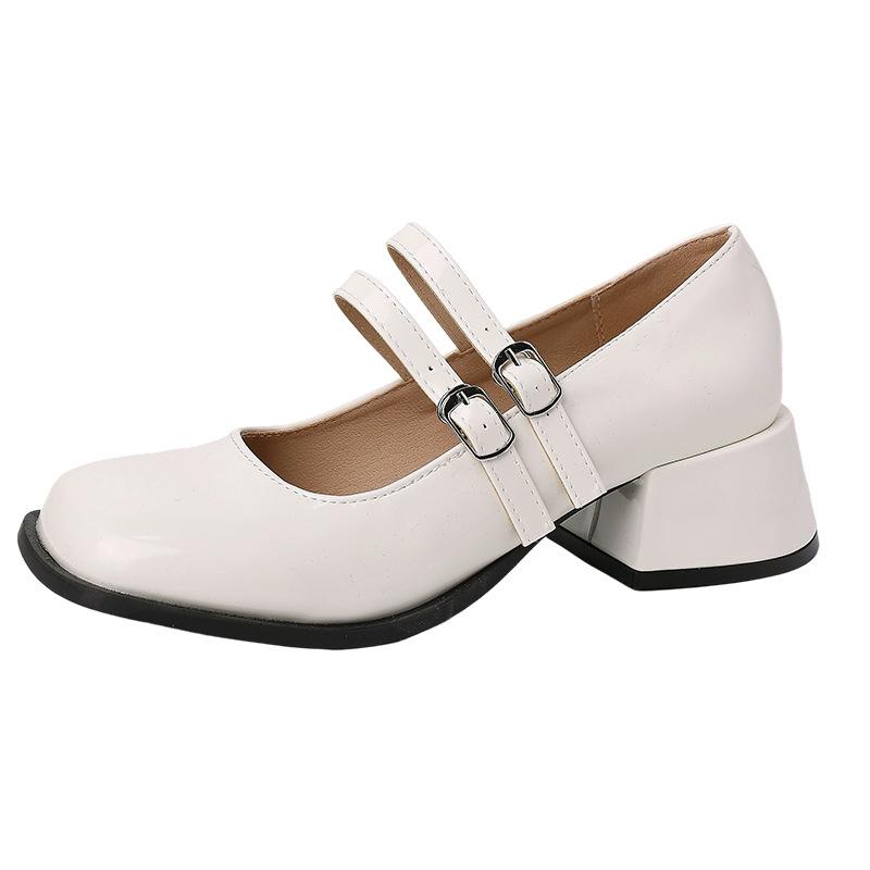 Fashion gentle square head shallow mouth Mary Jane shoes women's 2025 spring and summer new French temperament thick heel retro single shoes tide