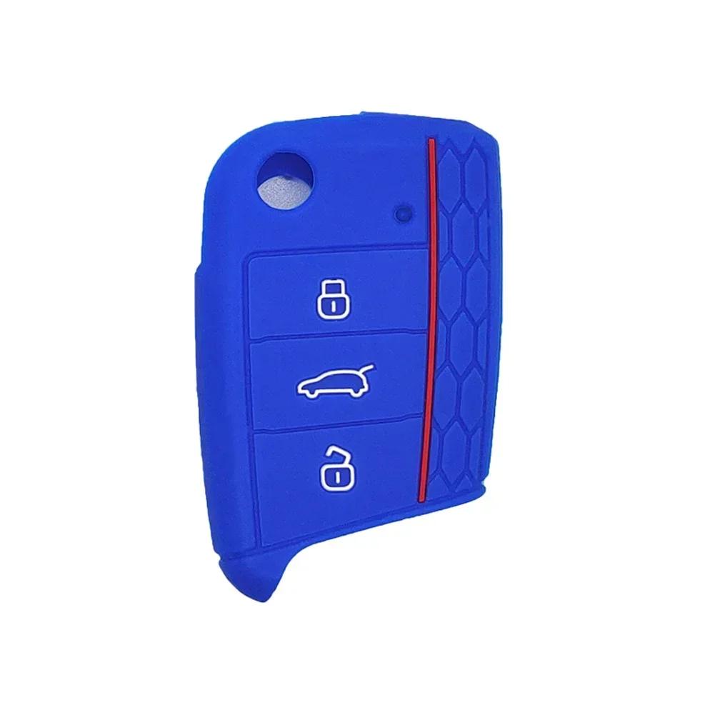 Silicone Car Key Cover Case For Volkswagen VW Golf 7 Polo Tiguan Kodiaq Karoq mk7 Skoda Octavia A7 SEAT Leon Ibiza Fob 3 Buttons
