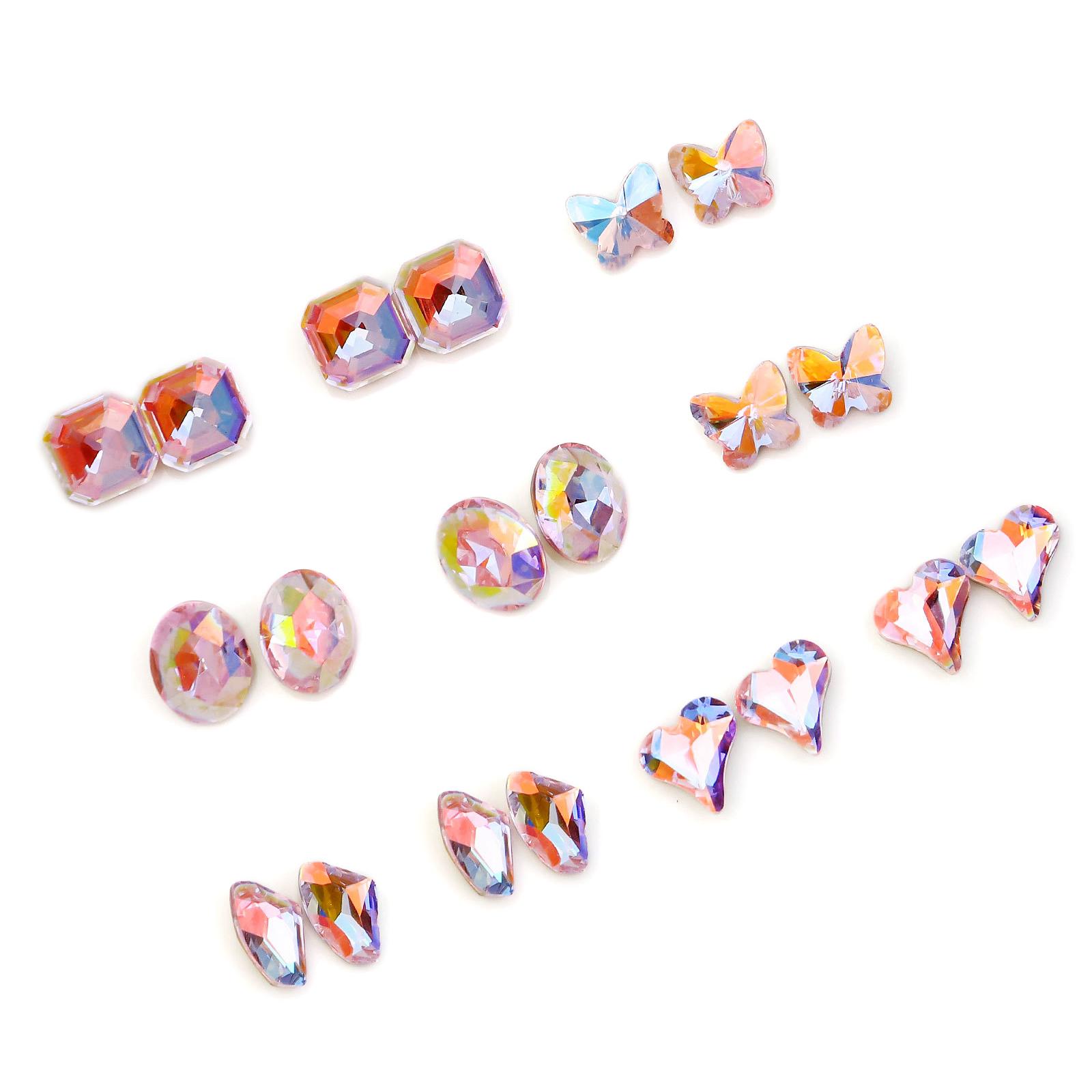 

20 шт. смешанных страз для ногтей, хрустальные подвески для дизайна ногтей, плоские камни для 3D-украшений, блестящие маникюрные аксессуары «сделай сам» 2