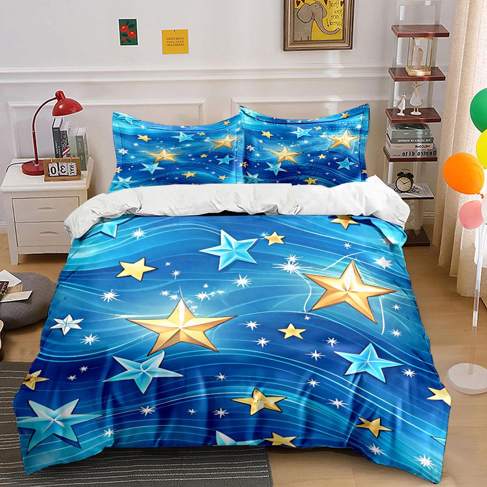 Blue Starry Bedding Set Bedding Duvet Cover Set Duvet Cover Pillowcases (1 * Duvet Cover 2 * Pillowcases, without duvet insert)